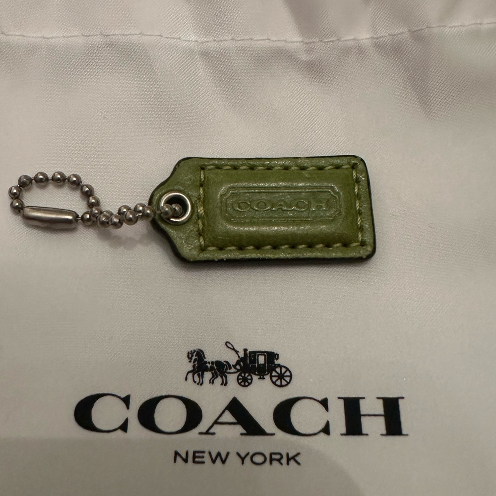 Coach Green Leather Mini Hang Tag with Ball Chain